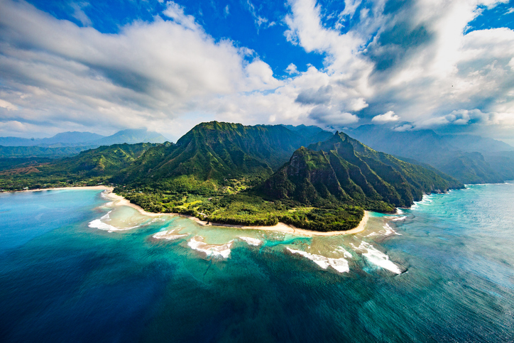 kauai drone shot over ocean